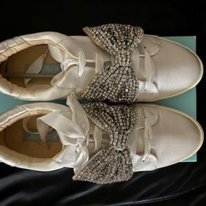 Ivory Satin Wedding Sneakers - Betsey Johnson